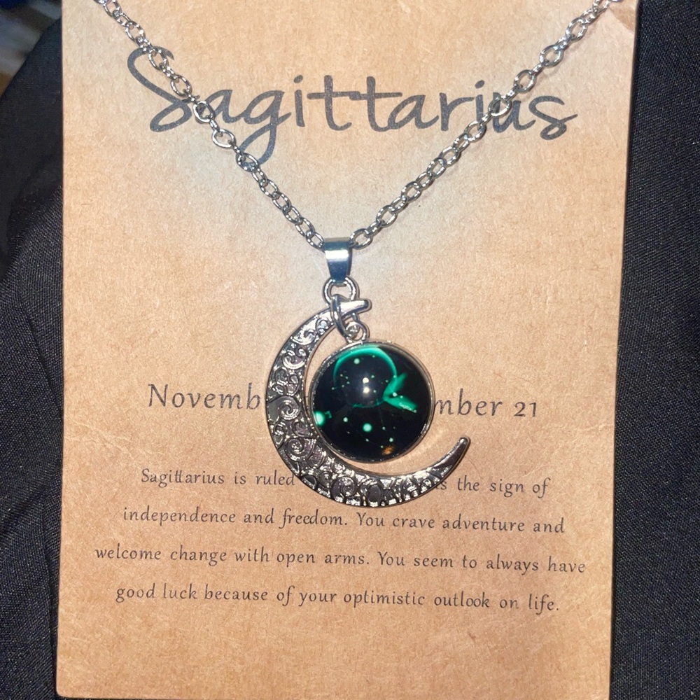 Silver and Black Cosmic Crescent Necklace
